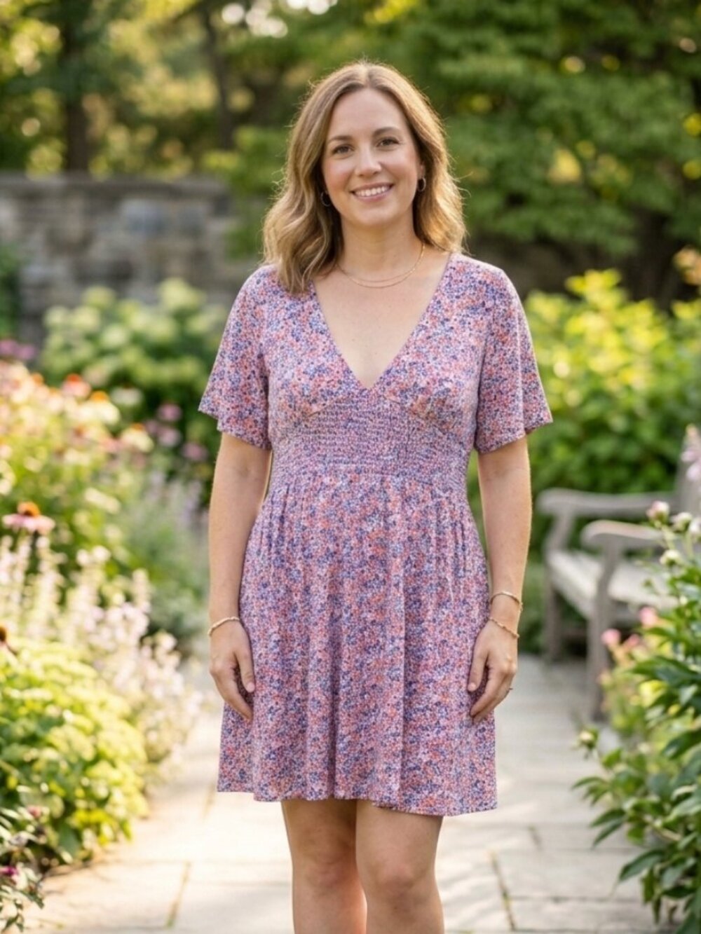 Ripe Floral Dress with Smocking Made in Canada